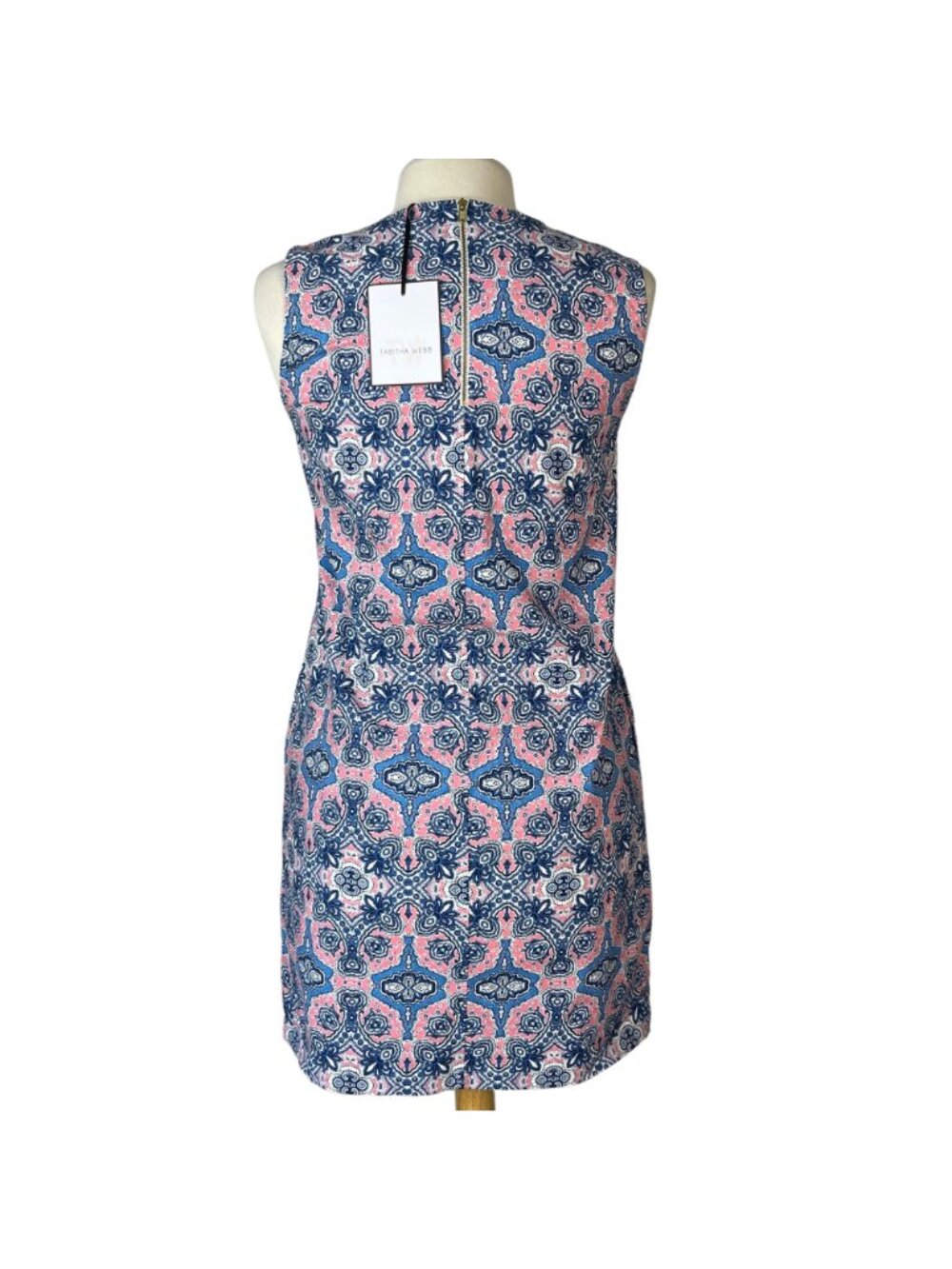 Tabitha Webb Sheath Shift Dress Size 2 Blue Pink New Sleeveless Summer - Picture 2 of 10